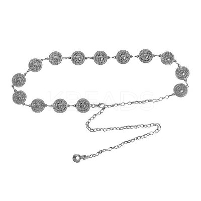 Boho Vintage Alloy Embossed Disc Link Waist Chains for Women WGCA4B9-02-1