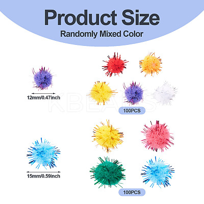 200Pcs 2 Styles Handmade DIY Doll Craft Pom Pom Yarn Pom Pom Balls AJEW-TA0002-18-1