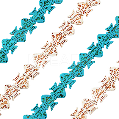 4 Strands 2 Colors Ocean Theme Synthetic Turquoise Beads Strands G-FH0001-94-1