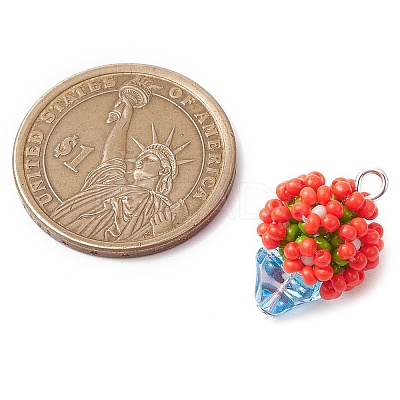 Beaded Flower Potted Charms PALLOY-MZ00446-01-1