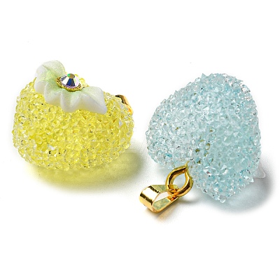 Druzy Resin Pendants RESI-G086-01G-1