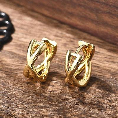 Rack Plating Brass Criss Cross Hoop Earrings for Women EJEW-B014-15G-1