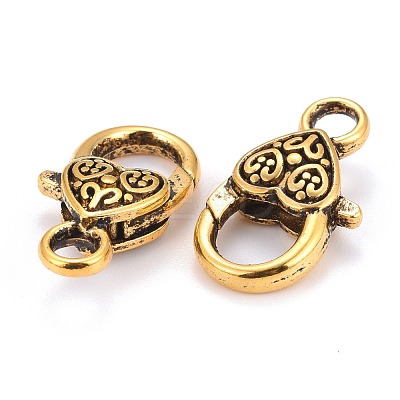 Tibetan Style Heart Lobster Claw Clasps GLF014Y-1