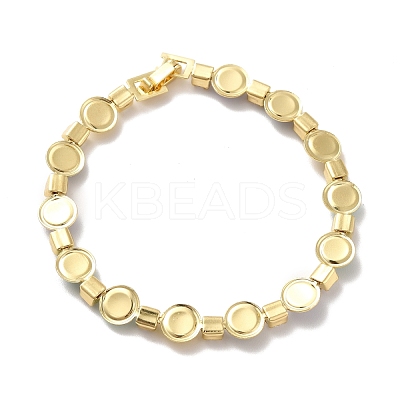 Rack Plating Iron Flat Round & Square Link Chains Bracelet BJEW-I300-05G-1