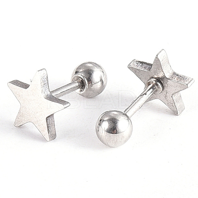 Tarnish Resistant 201 Stainless Steel Barbell Cartilage Earrings EJEW-R147-08-1