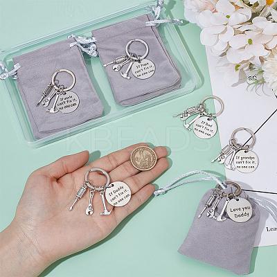 6Pcs Stainless Steel Keychains AJEW-PH0006-23-1