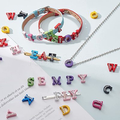Spray Painted Zinc Alloy Slide Charms ALRI-WH0005-13X-1