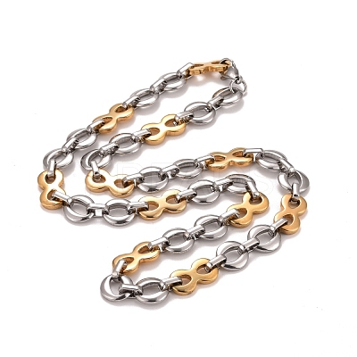 PVD Vacuum Plating 304 Stainless Steel Infinity Link Chains Necklace STAS-E160-14GP-1