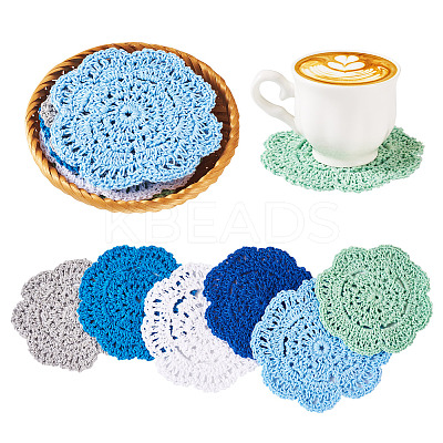 12Pcs 6 Colors Handmade Polyester Cotton Table Mats AJEW-MB0001-08-1
