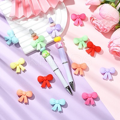 32Pcs 8 Colors Bowknot Silicone Focal Beads SIL-CJ0003-24-1
