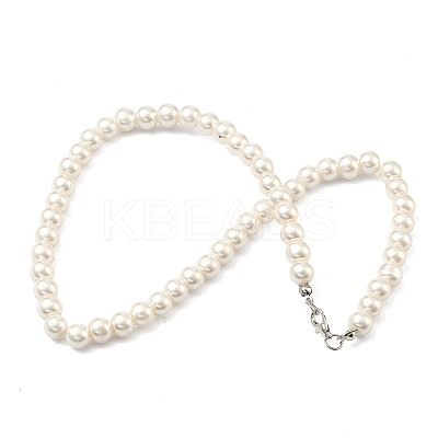 Round Plastic Imitation Pearl Beaded Necklaces & Dangle Earring & Bracelets Sets FS-WGF01A4-01-1