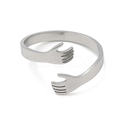 Non-Tarnish 304 Stainless Steel Cuff Rings RJEW-G299-04P-1