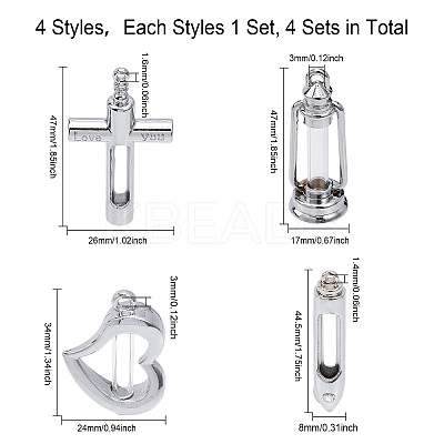4 Sets 4 Style Wishing Bottle Glass Pendants GLAA-CA0001-50-1