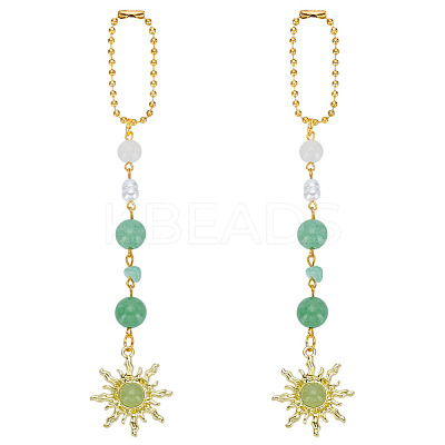 2Pcs Alloy Sun & Glass Pendant Decorations AJEW-ME0001-52B-1