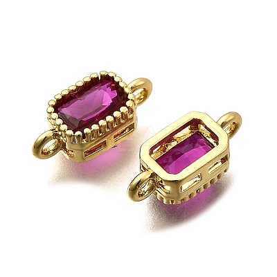 Real 18K Gold Plated Brass Micro Pave Cubic Zirconia Links Connectors ZIRC-L100-009G-08-1