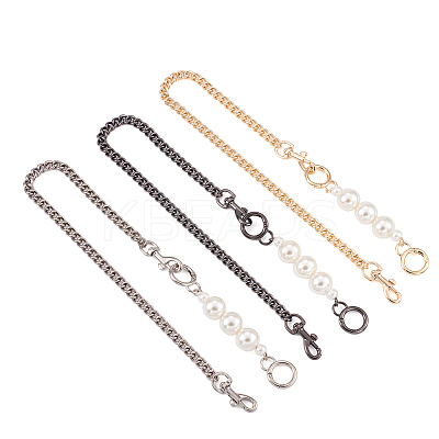 3 Sets 3 Colors Zinc Alloy Curb Chain Bag Straps FIND-GN0001-23-1
