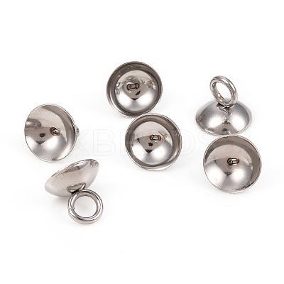 201 Stainless Steel Bead Cap Pendant Bails STAS-L244-27E-P-1