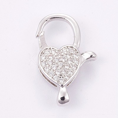 Brass Micro Pave Cubic Zirconia Lobster Claw Clasps LS-ZIRC-E149-34P-1