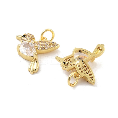 Rack Plating Brass Micro Pave Clear Cubic Zirconia Pendants KK-C063-12G-1