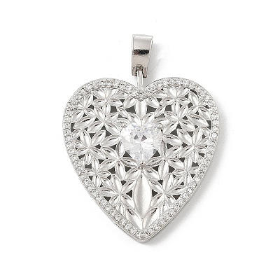 Brass Micro Pave Cubic Zirconia Pendants KK-U047-15P-1