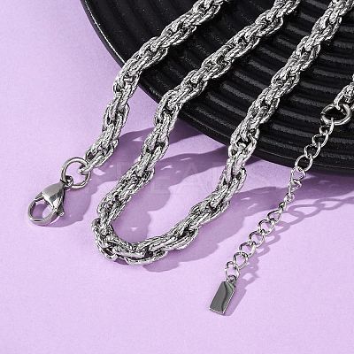 6.5MM 304 Stainless Steel Textured Rope Chain Necklaces NJEW-T016-17P-1