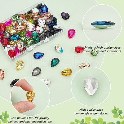 96Pcs 16 Colors Glass Rhinestone Cabochons GLAA-FG0001-17-1