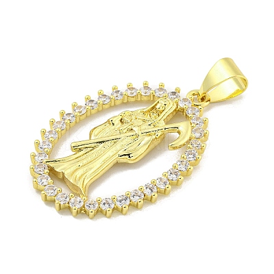Rack Plating Brass Micro Pave Clear Cubic Zirconia Pendants KK-B091-30G-04-1