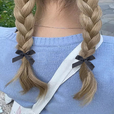 10Pcs Bowknot Polyester Alligator Hair Clips AJEW-LP0008-08B-1