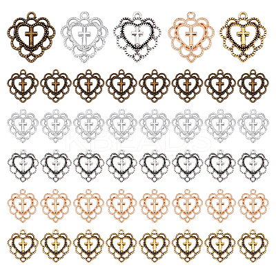 100Pcs 5 Colors Tibetan Style Alloy Pendants FIND-PH0023-07-1