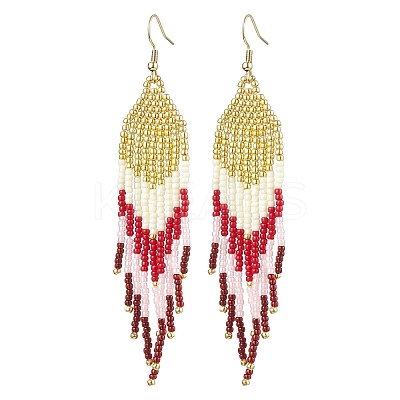 Bohemian Style TOHO Round Seed Tassel Dangle Earrings EJEW-MZ00153-1