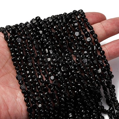 Natural Black Tourmaline Beads Strands G-I389-A30-A-1