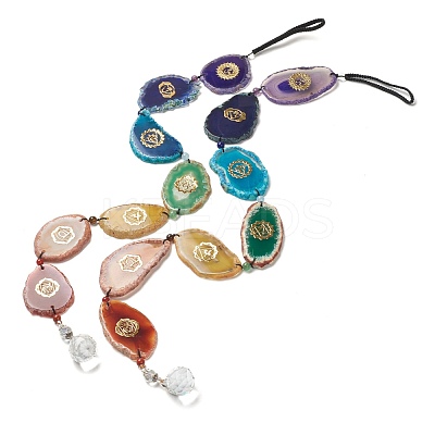 Dyed Nuggets Natural Agate Chakra Hanging Pendant Decorations HJEW-P006-B01-1
