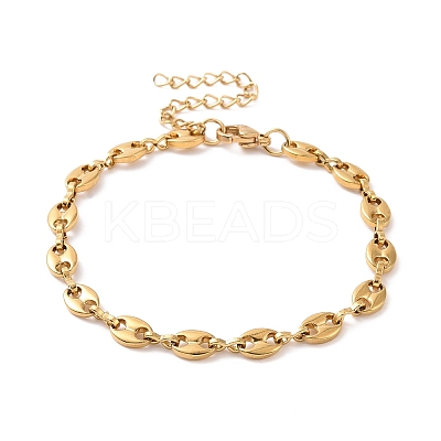PVD Vacuum Plating 304 Stainless Steel Coffee Bean Chain Bracelet for Men Women BJEW-E031-16G-02-1