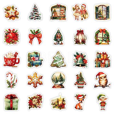 50Pcs Christmas Eve Theme Cartoon Paper Stickers X-DIY-P085-11-1