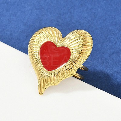 Heart 304 Stainless Steel Enamel Finger Rings for Women RJEW-G355-09G-02-1
