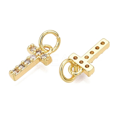 Brass Micro Pave Clear Cubic Zirconia Charms KK-ZX025-07T-1