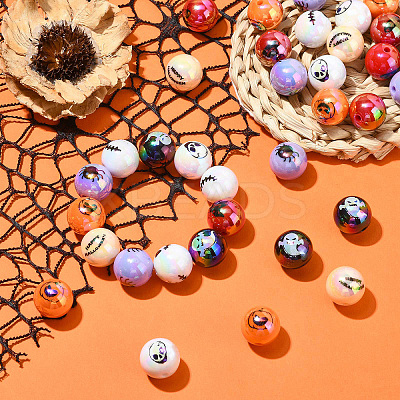 50Pcs Halloween Theme Plating Acrylic Beads OACR-CJ0002-21-1