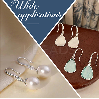 2 Pairs Rhodium Plated 925 Sterling Silver Micro Pave Cubic Zirconia Earring Hooks STER-BBC0007-09-1