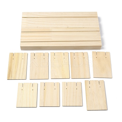 3-Slot Wooden Earring Display Card Stands EDIS-R027-01A-03-1
