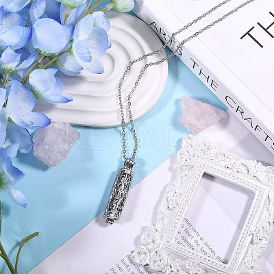 1Pc 304 Stainless Steel Tree of Life Hollow Column Pendant Pet Urn Ashes Necklaces NJEW-CA0001-28P-1