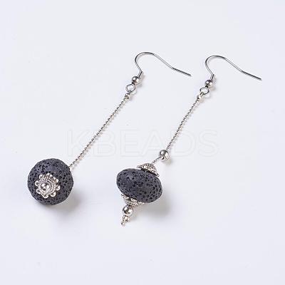 Lava Rock Dangle Earrings EJEW-P125-I04-1