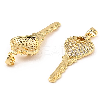 Rack Plating Brass Micro Pave Clear Cubic Zirconia Pendants KK-M253-08G-1