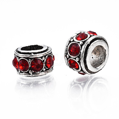 Alloy Rhinestone European Beads MPDL-Q212-001F-RS-1