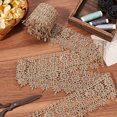 5 Yards Polyester Embroidery Lace Trim Ribbon OCOR-CY0001-23B-1