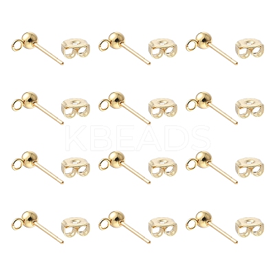 40Pcs 304 Stainless Steel Ball Post Stud Earring Findings STAS-FS0001-76G-1