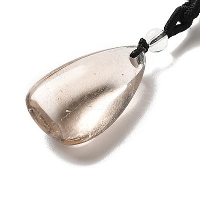 Natural Smoky Quartz Nuggets Pendant Necklace with Polyester Cord for Women LS-G-H285-05A-1