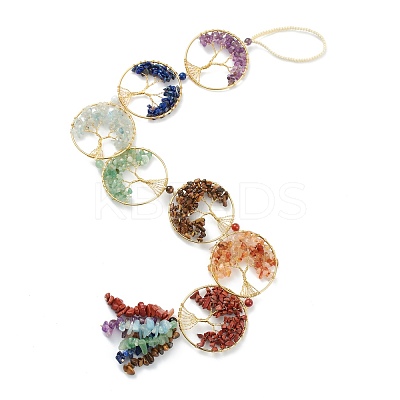 Natural Mixed Stone Car Hanging Decorations HJEW-L026-01G-1