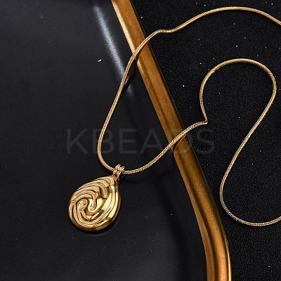 304 Stainless Steel Teardrop Pendant Snake Chain Necklaces NJEW-U026-09G-1