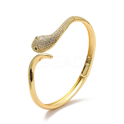 Green Cubic Zirconia Open Cuff Bangle BJEW-P281-05G-1