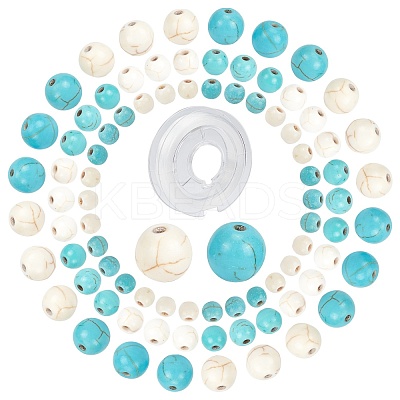 Synthetic Turquoise & Magnesite Round Beads TURQ-SC0001-04-1